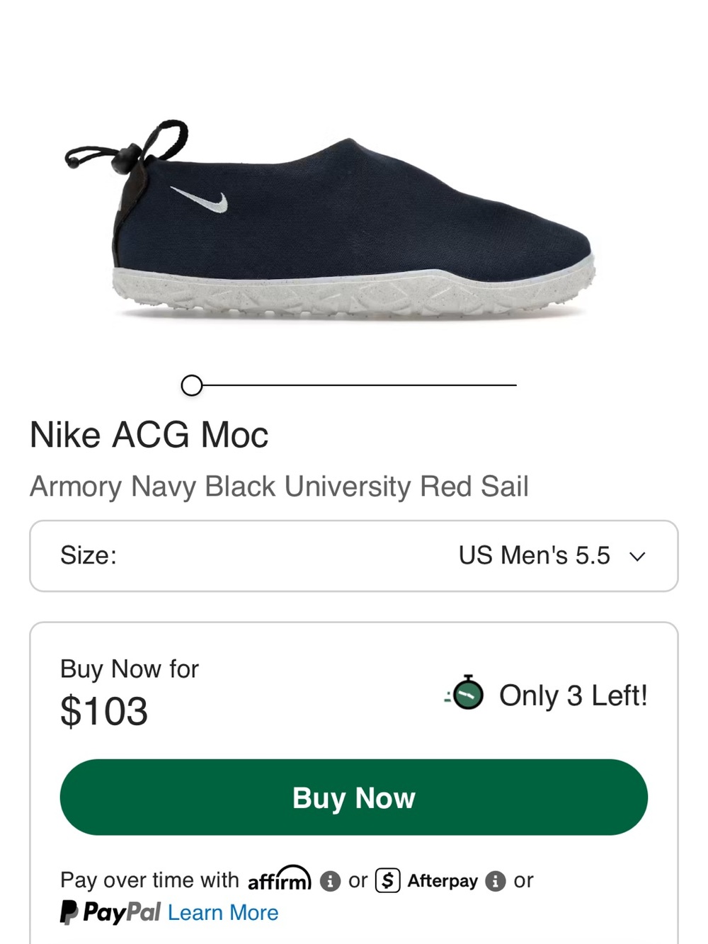 Nike Slip-On Moc in Navy and White Size 5.5